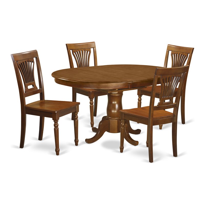 Atlin Designs Wood Saddle Brown Dining Table and Chair Set Oval 5-Piece Unassembled