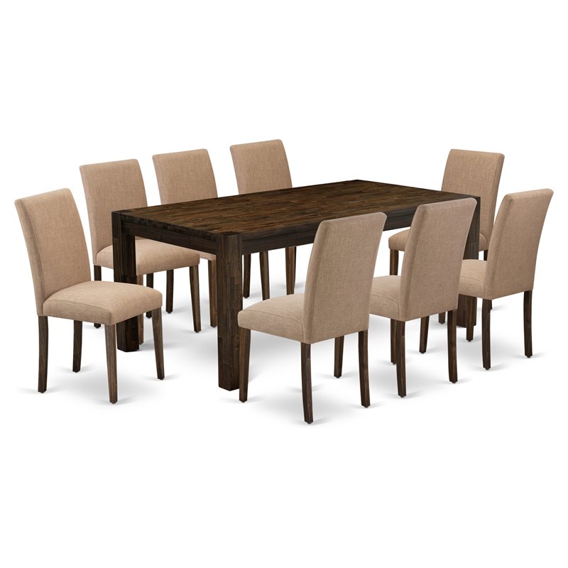 Atlin Designs 9-piece Wood Dining Set in Brown/Light Sable