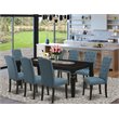Atlin Designs 9-piece Wood Dining Set in Black/Blue