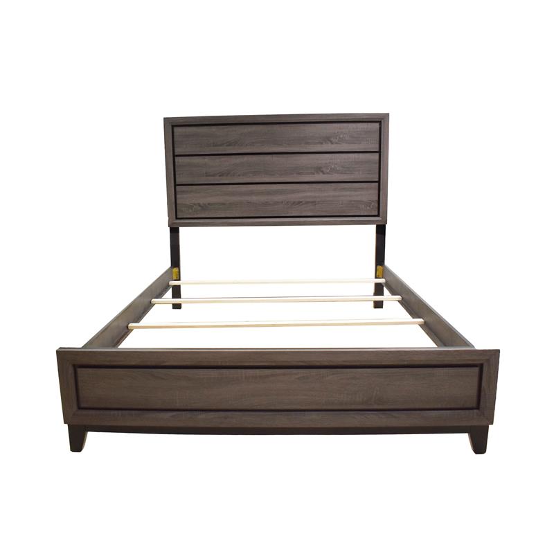 Atlin Designs Modern Wood Queen Bed with Panel Headboard in Gray