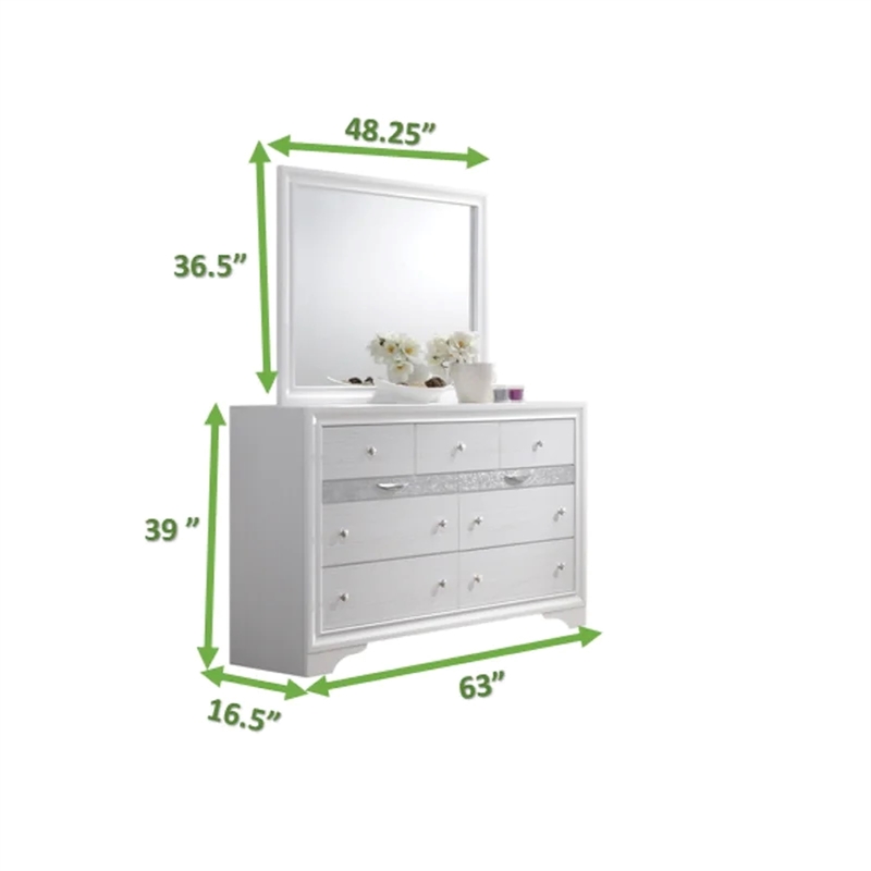 Atlin Designs 5-Piece Traditional Wood Bedroom Set with Dresser in White