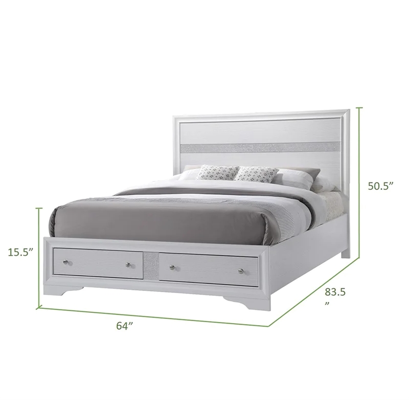 Atlin Designs 5-Piece Traditional Wood Bedroom Set with Dresser in White