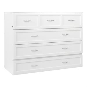 Atlin Designs Solid Wood White Murphy Bed Chest Queen Mattress Ready-to-Assemble