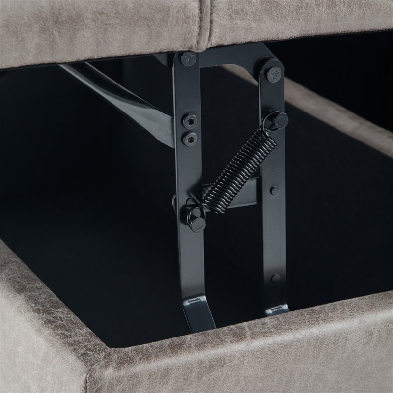 Atlin Designs Coffee Table Storage Ottoman in Distressed Gray Taupe Faux Leather