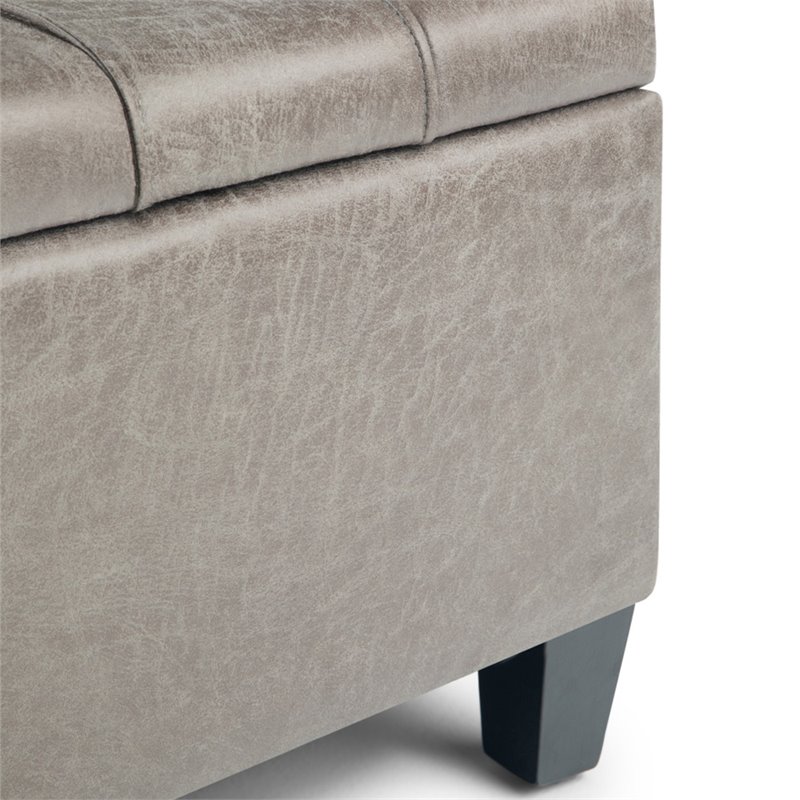 Atlin Designs Coffee Table Storage Ottoman in Distressed Gray Taupe Faux Leather