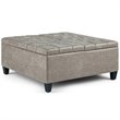 Atlin Designs Coffee Table Storage Ottoman in Distressed Gray Taupe Faux Leather