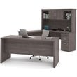 Atlin Designs Wood Bark Gray Computer Desk U Shape With Hutch 95.5