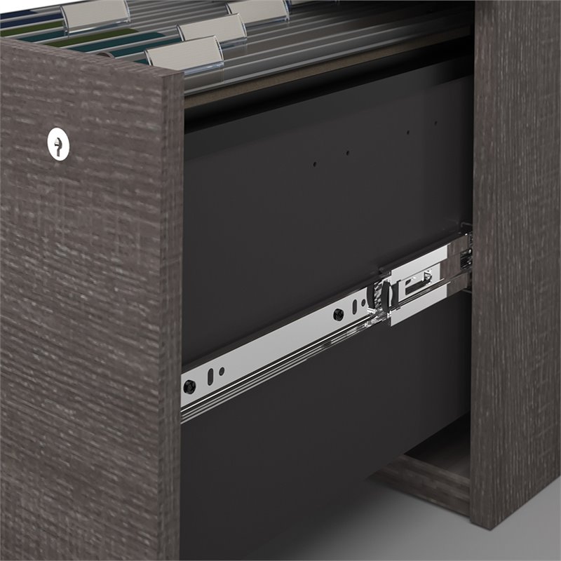 Atlin Designs Wood Bark Gray Computer Desk U Shape With Hutch 95.5