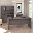 Atlin Designs Wood Bark Gray Computer Desk U Shape With Hutch 95.5