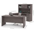 Atlin Designs Wood Bark Gray Computer Desk U Shape With Hutch 95.5