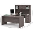 Atlin Designs Wood Bark Gray Computer Desk U Shape With Hutch 95.5