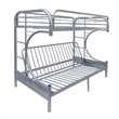 Rosebery Kids Metal Living Twin Over Futon Bunk Bed in Silver