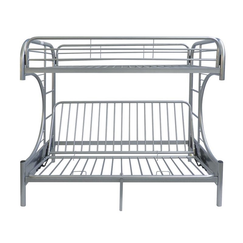 Rosebery Kids Metal Living Twin Over Futon Bunk Bed in Silver