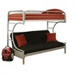 Rosebery Kids Metal Living Twin Over Futon Bunk Bed in Silver