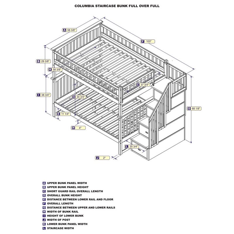 Rosebery Kids Full over Full Staircase Bunk Bed in White