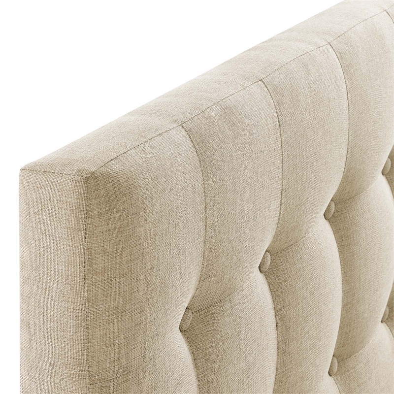 Modern Fabric Upholstered Twin Panel Headboard in Beige