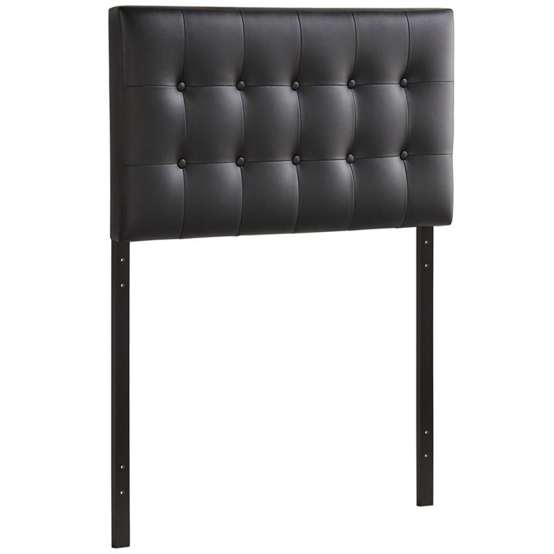 Rosebery Kids Vinyl Black Headboard Twin Elegant Tufted Button 52.5