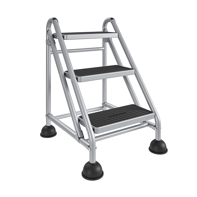 Rosebery Kids 3-Step Metal Rolling Step Ladder in Black