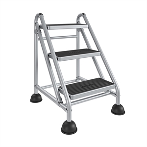 Rosebery Kids 3-Step Metal Rolling Step Ladder in Black