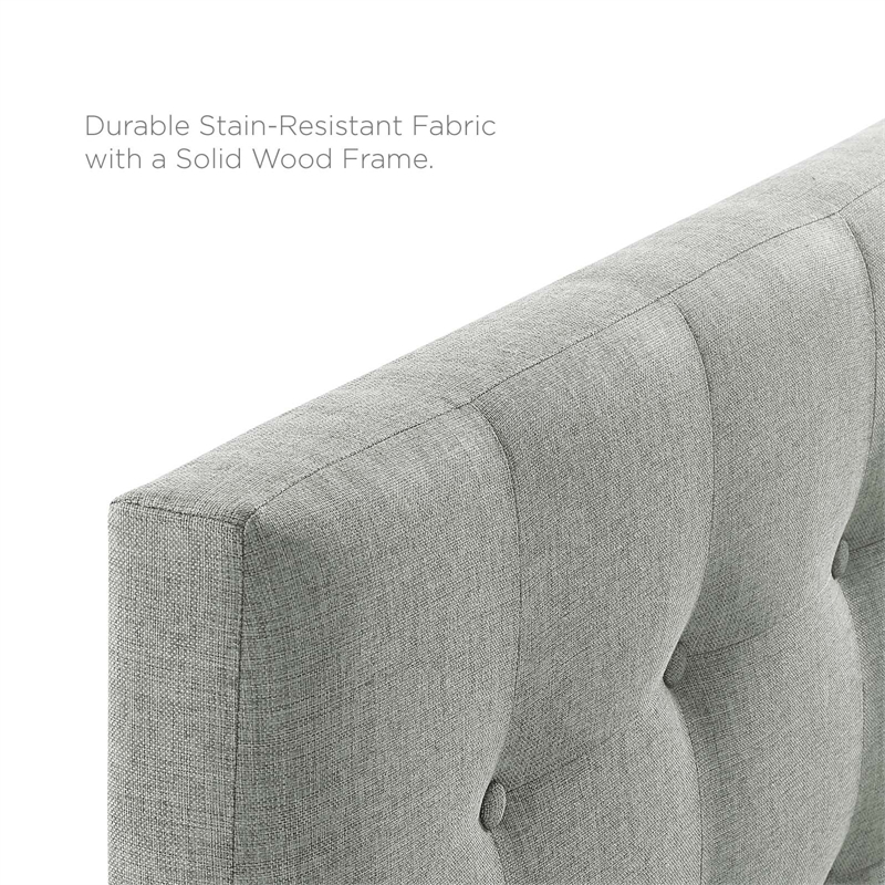 Modern Fabric Upholstered Full Panel Headboard in Gray