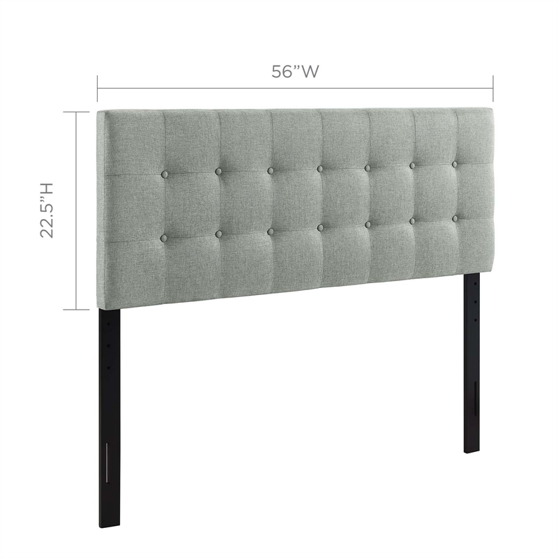 Modern Fabric Upholstered Full Panel Headboard in Gray