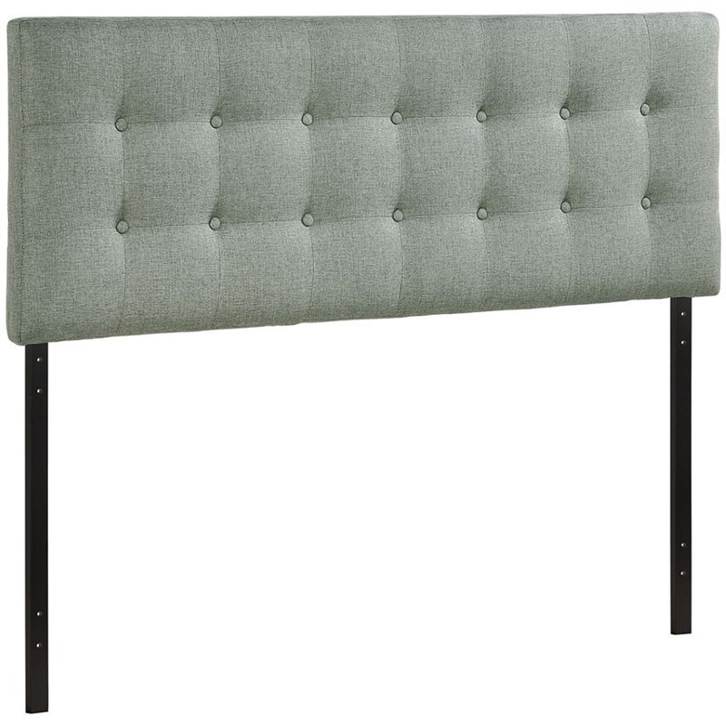 Modern Fabric Upholstered Full Panel Headboard in Gray