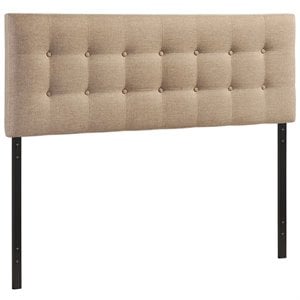 Modern Fabric Upholstered Queen Panel Headboard in Beige