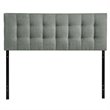 Modern Fabric Queen Tufted Panel Headboard in Gray