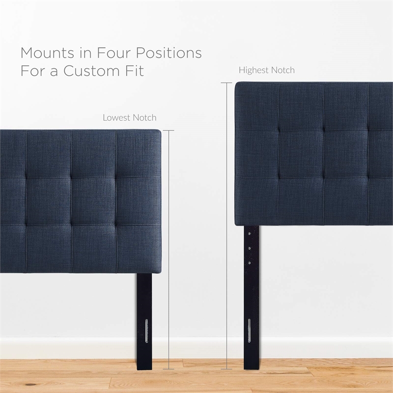 Modern Fabric Twin Tufted Panel Headboard in Navy