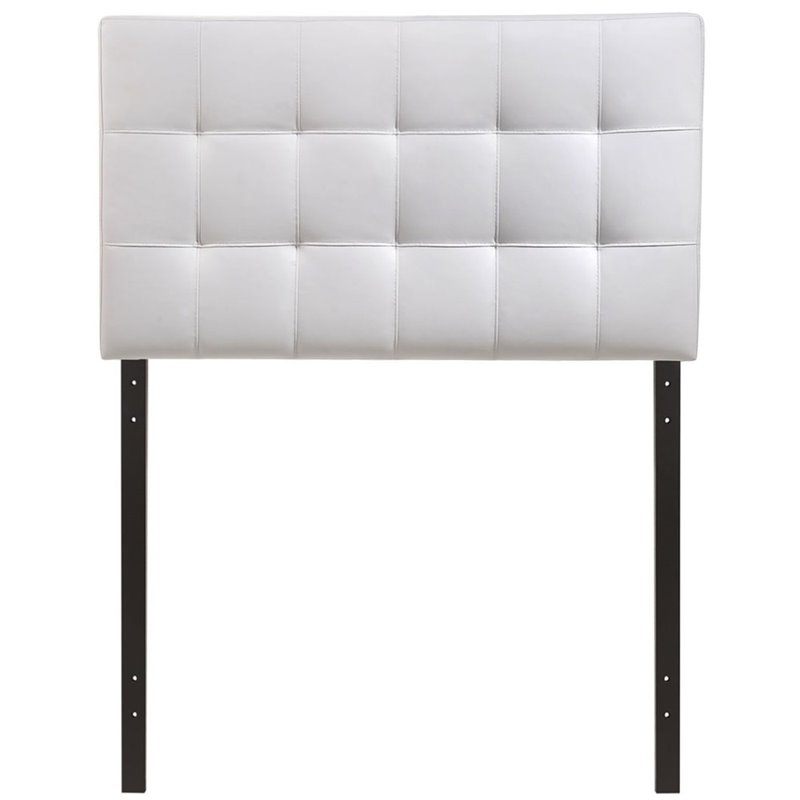 Rosebery Kids Vinyl White Twin Headboard Rectangular Elegant Button Tufted 52.5