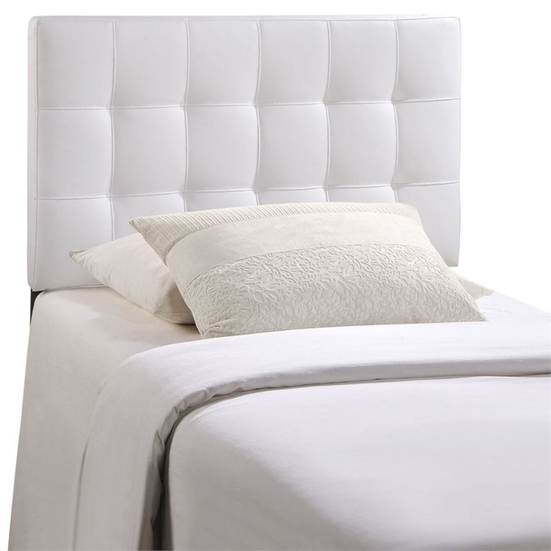Rosebery Kids Vinyl White Twin Headboard Rectangular Elegant Button Tufted 52.5