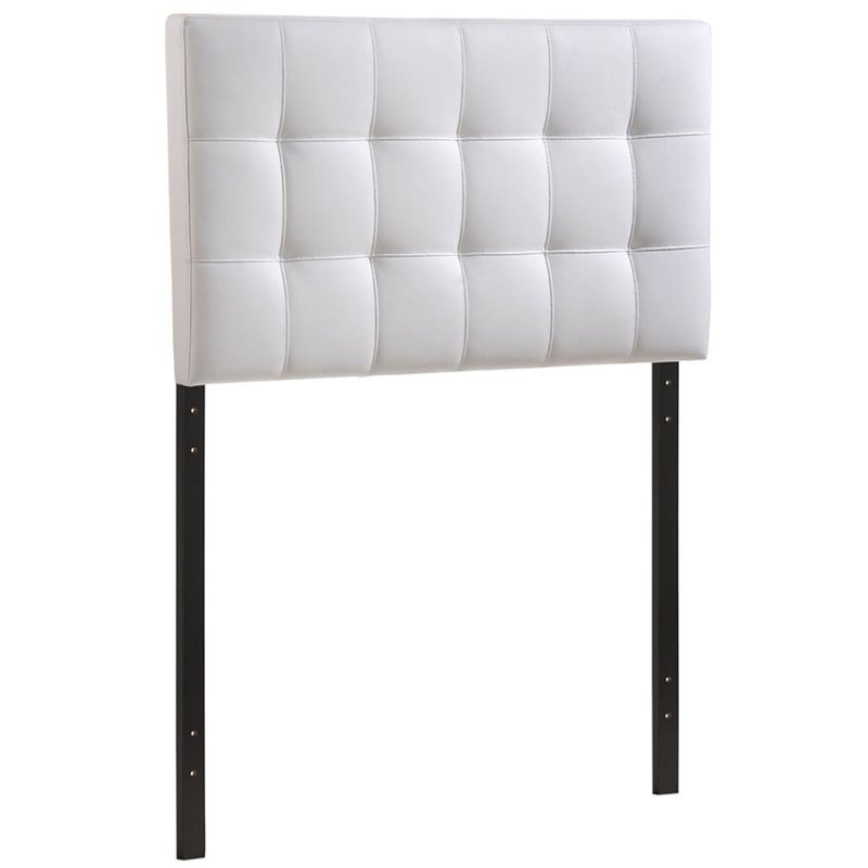 Rosebery Kids Vinyl White Twin Headboard Rectangular Elegant Button Tufted 52.5