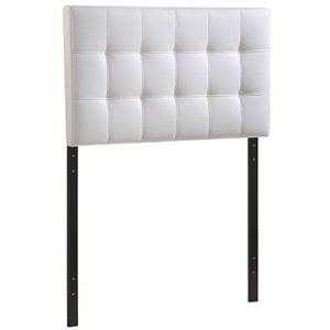 Rosebery Kids Vinyl White Twin Headboard Rectangular Elegant Button Tufted 52.5&quot