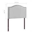 Modern Fabric Upholstered Twin Panel Headboard in Sky Gray