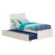 Rosebery Kids Twin Wood Platform Bed with Footboard and Twin Trundle in White