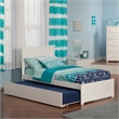 Rosebery Kids Twin Wood Platform Bed with Footboard and Twin Trundle in White