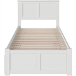 Rosebery Kids Twin Wood Platform Bed with Footboard and Twin Trundle in White