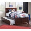 Rosebery Kids Twin Platform Bed with Matching Footboard & Twin Trundle in Walnut