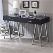 NewTitle: Pemberley Row Metal Black Writing Desk Rectangular Glossy Top 54