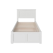 Rosebery Kids Twin Wood Platform Bed with Footboard and Twin Trundle in White