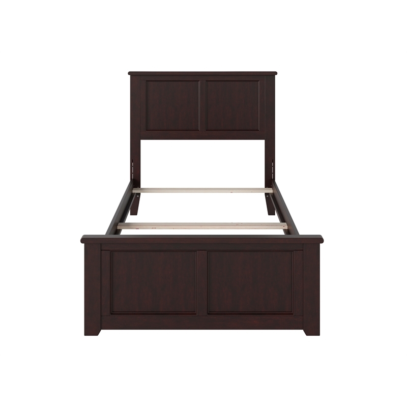 Rosebery Kids Twin XL Wood Foundation Bed with Matching Footboard in Espresso