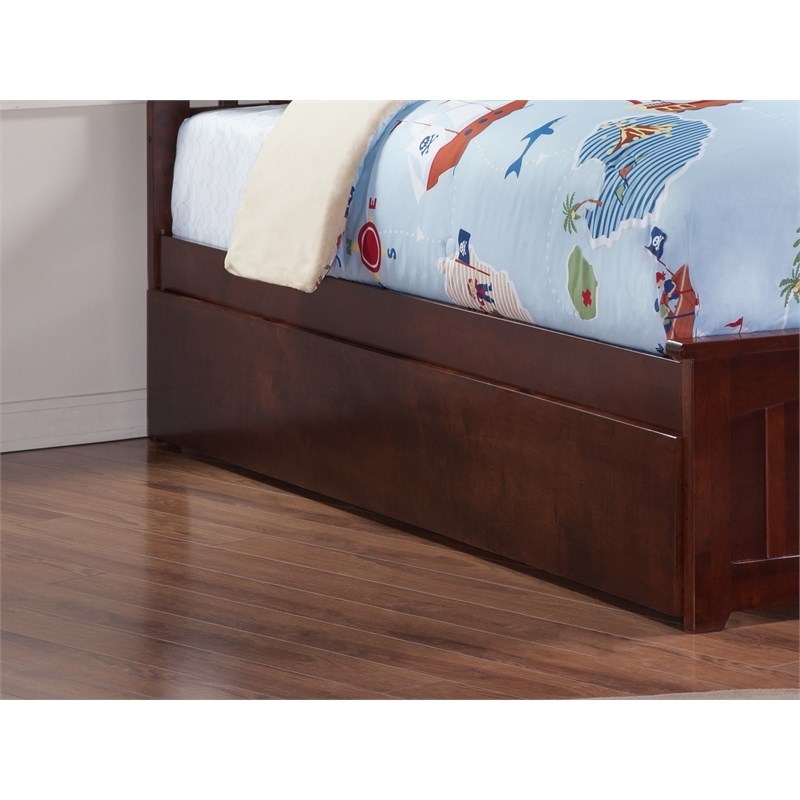 Mid-Century Solid Wood Twin Size Trundle in Walnut