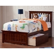 Rosebery Kids Twin XL Platform Bed with Footboard & Storage Drawers in Walnut