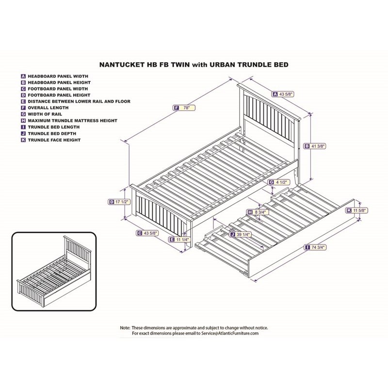 Rosebery Kids Twin Platform Bed with Matching Footboard & Twin Trundle in White
