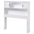 Rosebery Kids Twin Wood Bookcase Storage Headboard in White Finish