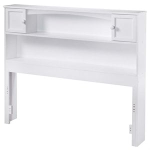 Rosebery Kids Full Wood Bookcase Storage Headboard in White Finish