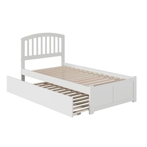 Rosebery Kids Twin Wood Platform Bed with Footboard and Twin Trundle in White