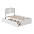 Rosebery Kids Twin Wood Platform Bed with Footboard and Twin Trundle in White