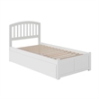 Rosebery Kids Twin Wood Platform Bed with Footboard and Twin Trundle in White