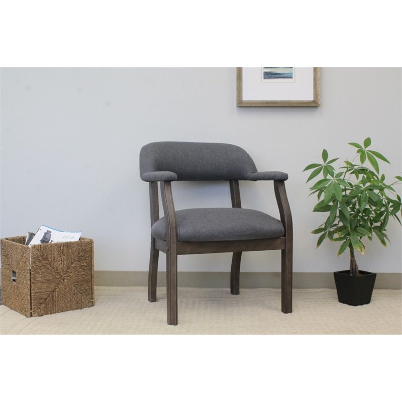 Linen Fabric Upholstered Accent Chair in Slate Gray